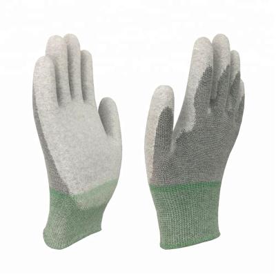 China PU Palm Coating PU Plam Coating Glove Carbon Fiber ESD Anti-Static Gloves for sale