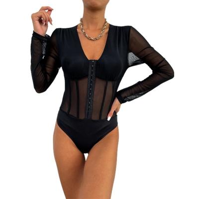 China Summer Sexy QUICK DRY Upper Bodysuit Ladies Trend Beach Shaper Bodysuit Long Sleeve Jumpsuit for sale