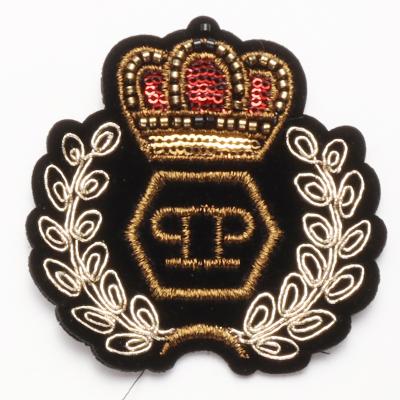 China Other Imperial Sequin Crown Iron On Patch Custom Iron On Embroidered Patches for sale