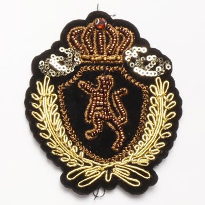 China Other Retro Lion Imperial Crown Iron On Patch For Garment Embroidered Patches for sale