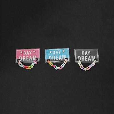 China Other Fashion Garment PVC Plastic Transparent Patch With Colorful Plastic Chain TPU Plastic Label Patch for sale