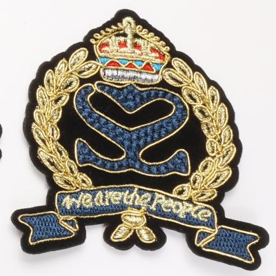 China Other Blue Double S Iron On Patch With Crown Factory Direct Custom Embroidery Patch for sale