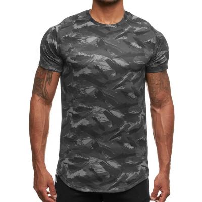 China 2021 Anti-Wrinkle Short Sleeve Workout Gym T-shirt Men Camouflage Slim Fit Running T Shirt Men Fitness Tops Sport T Shirt for sale