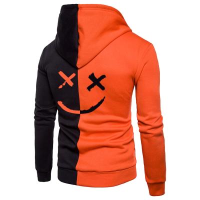 China Wholesale Two Tone Plus Size Men Sweatshirts Anti Shrink Zipper Hoodie With Smile Face for sale