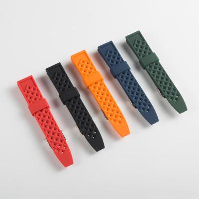 China Premium Resistant Sweat Resistant Breathable Wear-Resistant Waterproof Silicone Watch Band Accessories For Spare Rudder Dive Watch Strap for sale