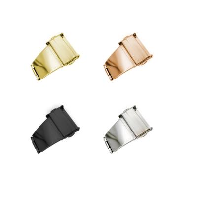 China Superior Workmanship Stainless Steel Fold Over Bracelet Clasp Metal Strap Rose Gold Color Watch Buckle for sale