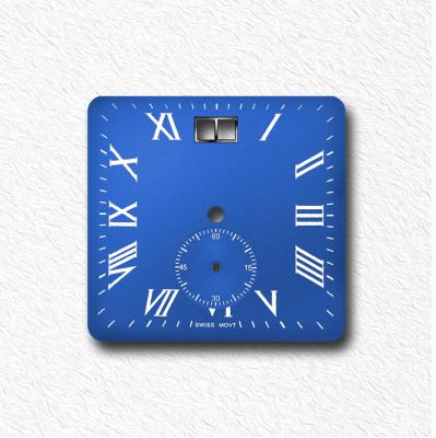 China Charm Elegant Square Watch Face Custom Watch Parts Dual Calendar 12 O'Clock Window Watch Face Suitable For Ronda 6004B Movement for sale