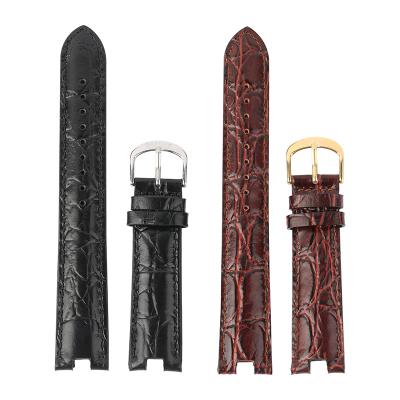 China Genuine Leather Handmade Black and Burgundy 20mm Leather Strap Natural Cowhide Strap Fasten with Stainless Steel Buckle for sale