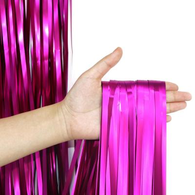 China Wholesale New Design YACHEN Decoration Colorful Matte Edge Curtain Metal Foil Curtain For Party Decoration for sale