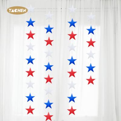 China Paper YACHEN Custom Design Paper Star Garland Independence Day Party Decoration for Kids Patriotic Star Garland Wholesale for sale