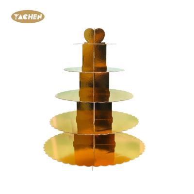 China The same ordinary cake dessert gold frame the same European-style gold cake dessert frame YACHEN new 5 layers assemble the cake stand dessert frame gold decoration for birthday party for sale