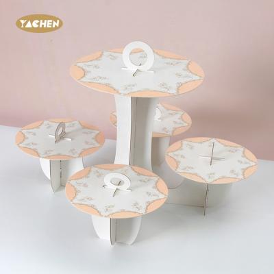 China YACHEN style wavy wavy European profile printing cupcake stand snack cake stand set for birthday restaurant wedding party for sale