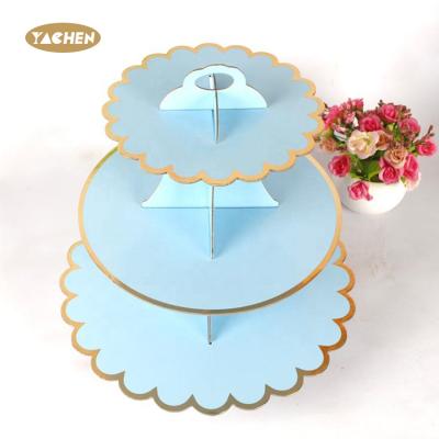 China Lovely Beautiful YACHEN Colorful Colorful Disposable Cake Stand Bronzing Birthday Eve Party Decorations For Birthday 3 Tier Cupcake Stand for sale