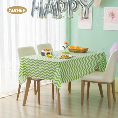 China YACHEN Disposable Waterproof Biodegradable Polyester Tablecloths Custom Stripe 137*274cm Tablecover Printed 95 for sale