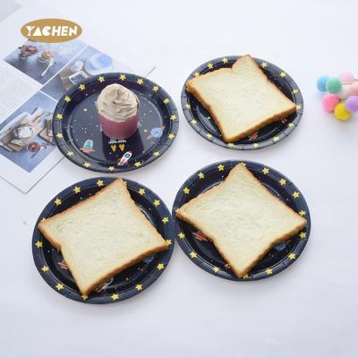 China YACHEN Space Theme Birthday Paper Cup Decorations 9 Inch Dish Cup Set For Birthday Party Tableware Supplies for sale