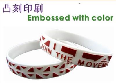 China Embossed Silicone bracelet with logo for sale