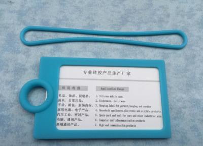 China Eco Friendly Blue Business Card Silicone Holder Travel Suitcase Hang Tag With Logo Printing for sale