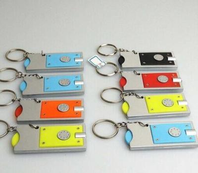 China Cheap Wholesale Led Coin Holder Keychain Led Flashlight With Custom Print Logo For Promotional Gift for sale