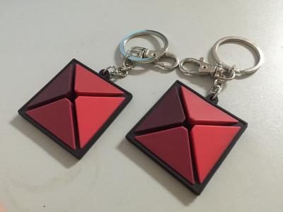 China Renextop Entertainment Custom 3d Triangle Rubber PVC Keychain With Back Embossed Logo For Giveaway for sale