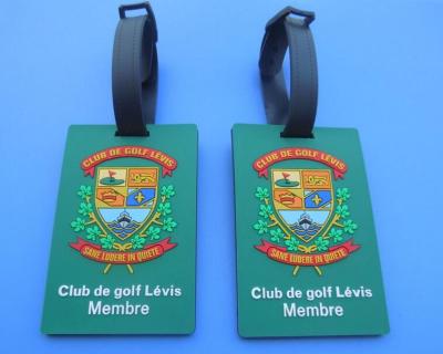 China Personalized Club De Golf Levis Member 3D Soft PVC Travel Hang Bag Tags / Name Card Tags For Club Big Event for sale