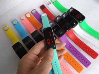 China Cheap Promotional Glass Silicone Led Bracelet Wrist Watches With Red Light Time Display In Stock ,Fast Delivery for sale