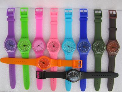 China 10 Candy Colors Jelly Band Silicone Swatch Style Watch With Plastic Case , Quality Japan Movement PC21S for sale