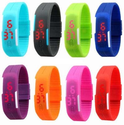 China Ultra Thin Sport Digital Led Bracelet Watches In Hard PU Material, Customized Logo On The Buckle for sale