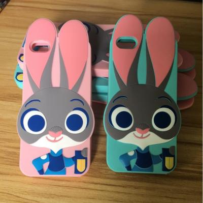 China Caja personalizada del teléfono celular del silicón de Judy del conejo de Zootopia 3D para Iphone 6 Iphone 6S, el mejor regalo de las muchachas de las señoras en venta