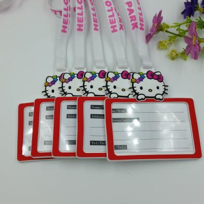 China Cute Hello Kitty Design Business Card Pouch ID Card Holder With Printing String , Embossed Logo Back for sale