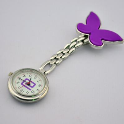 China Fashion Butterfly Metal Nurse Doctor Watch Clip Nurse Hang Watch With White Face, Brand Your Own Logo,10 Colors Stock for sale