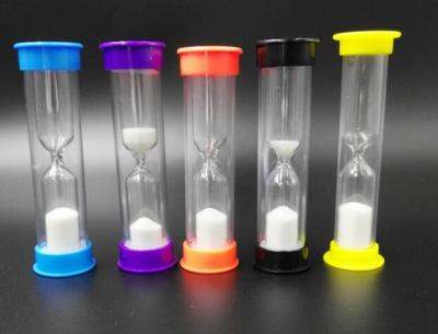 China Cheap Mini Style Plastic Tube Timer Sandglass 1Minute/3Minutes/5Minutes, For Kids Tooth Brushing Timer for sale