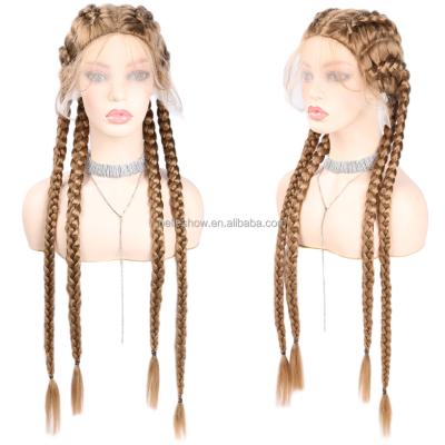 China Box Braids Baby Braided Lace Wig Synthetic Lace Front Wig African Glueless Women Braid Cornrow Hair For Color Women Box Braids Wig for sale