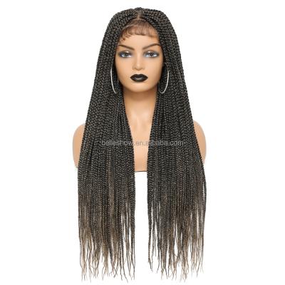 China Box Braids Wig Top Twist Box Braids Wigs With Baby Hair 30 Inch Fully Handmade Synthetic 4X4 Box Braids Lace Front Wig for sale