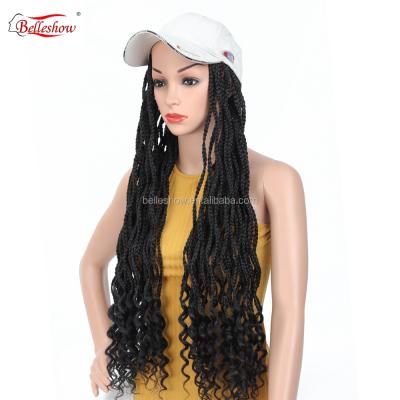 China Hot Sale 24inch Wholesale Synthetic Hair Extensions Wavy Synthetic Hair 3X Twist Hair 3X Senegalese Black Box Braids White Curly Box Cap Braid for sale