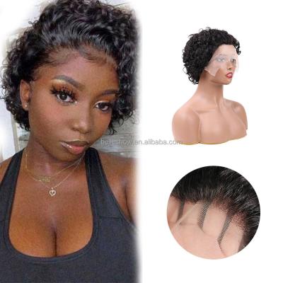 China Jerry Curl Ombre Honey Blonde Pixie Cut Bob Lace Frontal Hair Wigs Short Curly Curly Colored Pre Plucked Lace Front Woman Bob 13x1 for sale