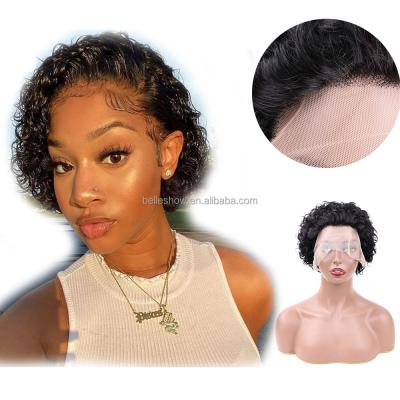 China Jerry Curl Kinky Deep Curly Water Wave Virgin Human Hair Wigs For Women Jerry Curly Short Bob 13x1 Lace Front Human Hair Wigs for sale