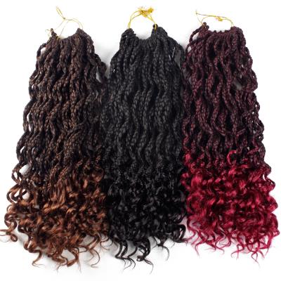 China Hot Selling Synthetic Hair 24 Strands 18' Curly Senegalese Twist Synthetic Hair Afro Box Braids Crochet Hair Extension for sale