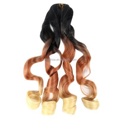 China hot sale U-tip hair synthetic bulk crochet hair deep loop braids 150g spiral curly hair ombre for coloring loose wave hair for sale