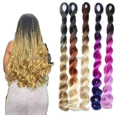 China Wholesale Hot Sale 20inch 100g Curly DEEP WAVE Crochet Braid Fiber Elephant Braids Hair Ombre Deep Wave Synthetic Braiding Hair Extensions for sale