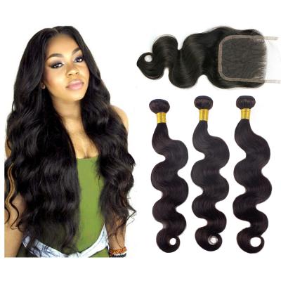 China Hot Selling Body Wave Hair Extension Free Sample Free Shipping Hair Bundles With Lace Front Closure Brazilian Ha Bundles Virgin Wholesale for sale