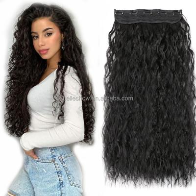 China Silky Straight Wave 5 Clip In Hair Extension Quality Fiber Synthetic Clip In Braids Extension Ponytail Hair 5 Curly Synthetic Clip In Hair for sale