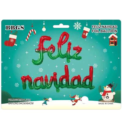 China Party Decoration Red Green Lowercase Letter FEILZ NAVIDAD Siamese Spanish Letter Balloons Spanish Merry Christmas Balloons Decoration for sale