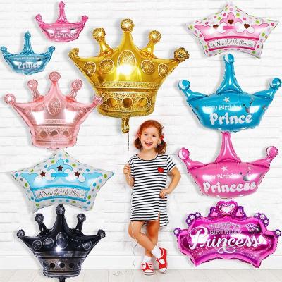 China Party Decoration In Stock Foil Balloons Crown Blue Pink Balloons For Birthday Wedding Baby Shower Party Decorations Globos Wholesale for sale