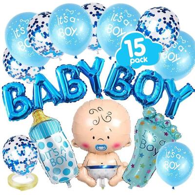 China Party Decoration Boys Girls Baby Foil Balloons Set For Baby Shower Gender Reveal Bottle Feet Foil Balloon Party Decorations Globos for sale