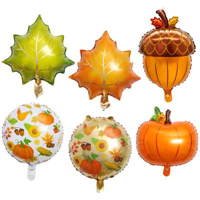 China Party Decoration Pumpkin Maple Leaf Pine Cone New Shape Foil Balloon For Thanksgiving Party Decoration Balloon Wholesale for sale