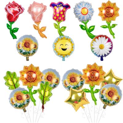 China Daisy Rose Flower Theme For Girls Birthday Wedding Valentine's Party Decoration Sun Flower Foil Balloons Party Decoration Balloons Wholesale for sale