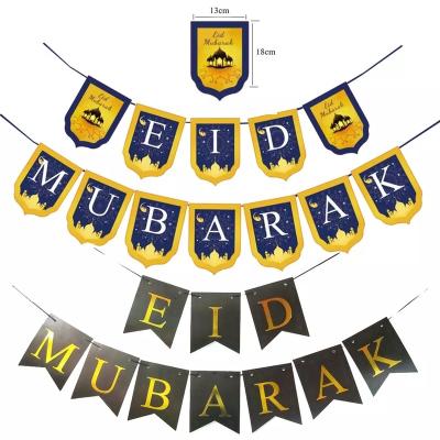 China Wholesale Reused Muslim Happy Eid Mubarak Flag For Party Decoration Ramadan Party Supplies Hot Sale Paper Banner for sale