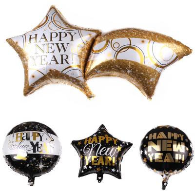 China Yiwu Wholesale Hot Sale Party Decoration 18 Inch Round Helium New Year Party Decoration Balloons Globos Wine Bottle Happy New Year Foil Balloons for sale