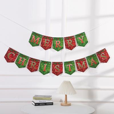 China New Party Decoration Merry Christmas Letter Flag Cartoon Paper Color Banner For Christmas New Year Party Decoration Photo Props for sale