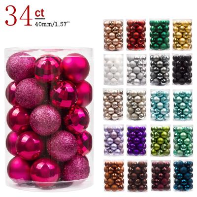 China Christamas Home Decoration Christmas Stocking Cheap Christmas Balls Set Plastic Ball Box Set 40mm 60mm 80mm Hot Pink Christmas Ball for sale